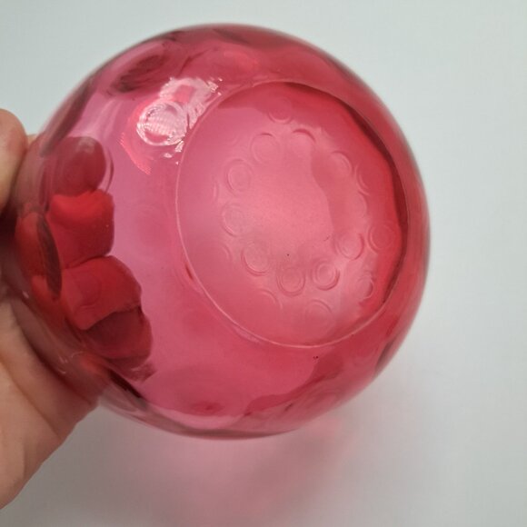 LG Wright Glass Thumbprint Cranberry Bowl - Picture 4 of 9